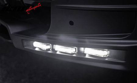 Fits 20-26 Land Rover Defender 90/110/130 Front Bumper Lip Gloss LED DRL Spoiler