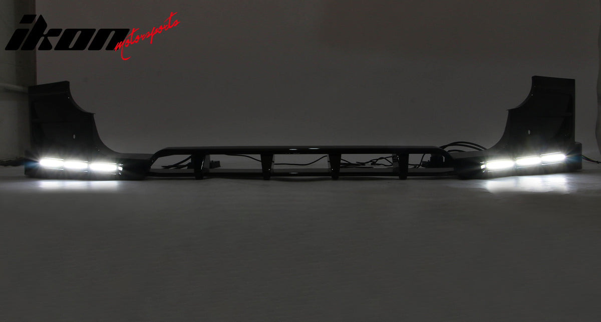Fits 20-26 Land Rover Defender 90/110/130 Front Bumper Lip Gloss LED DRL Spoiler