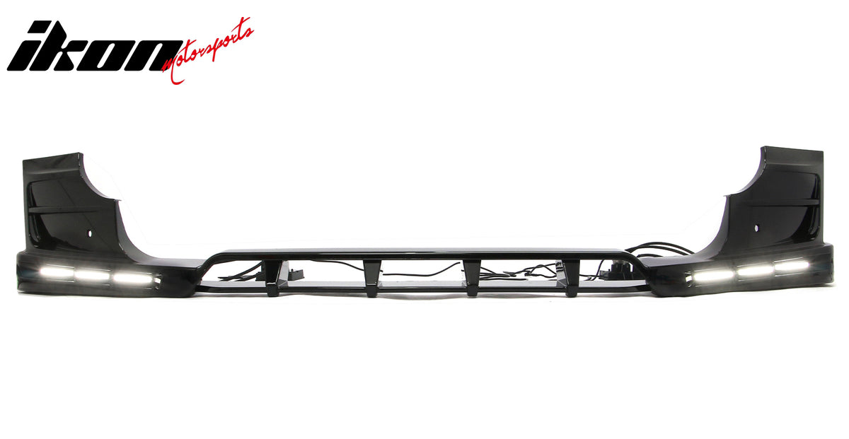 Fits 20-26 Land Rover Defender 90/110/130 Front Bumper Lip Gloss LED DRL Spoiler