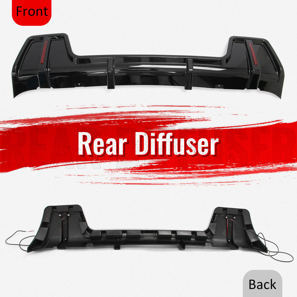 Fits 20-26 Land Rover Defender 90/110/130 Rear Bumper Diffuser Gloss Black Lip