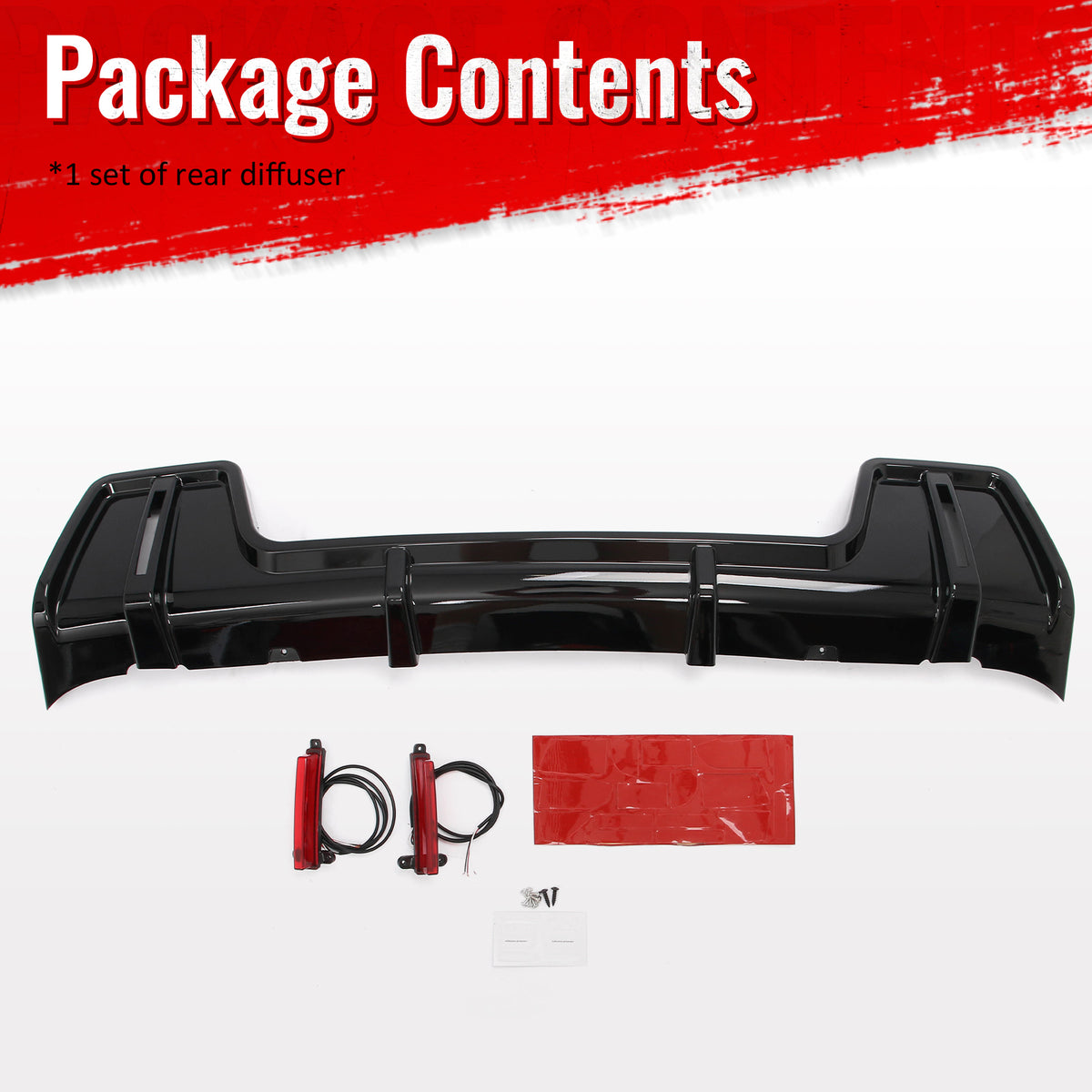 Fits 20-26 Land Rover Defender 90/110/130 Rear Bumper Diffuser Gloss Black Lip