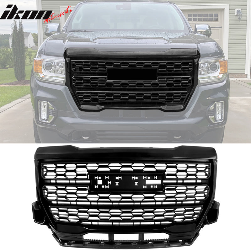 2021-2022 GMC Canyon Denali Style Gloss Black Front Bumper Hood Grille