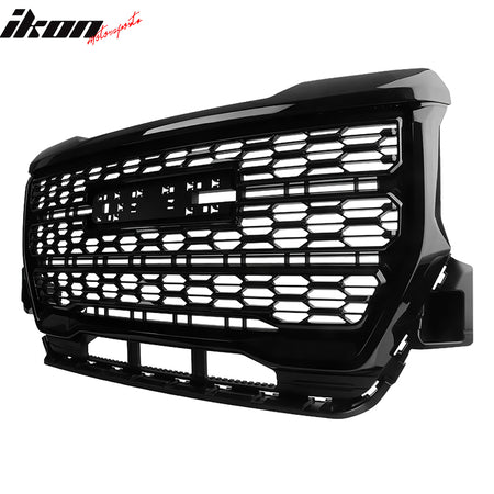 Fits 21-22 GMC Canyon Denali Style Gloss Black Front Bumper Mesh Hood Grille