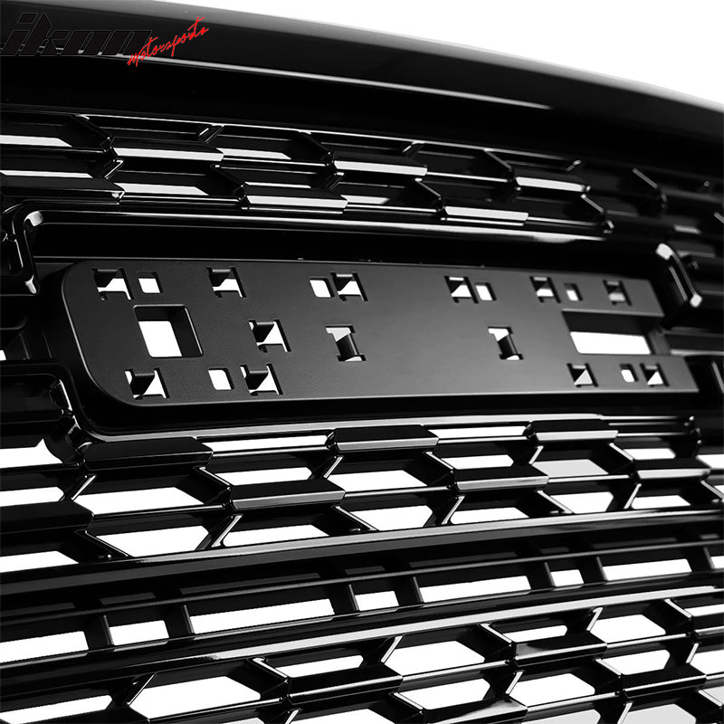 Fits 21-22 GMC Canyon Denali Style Gloss Black Front Bumper Mesh Hood Grille