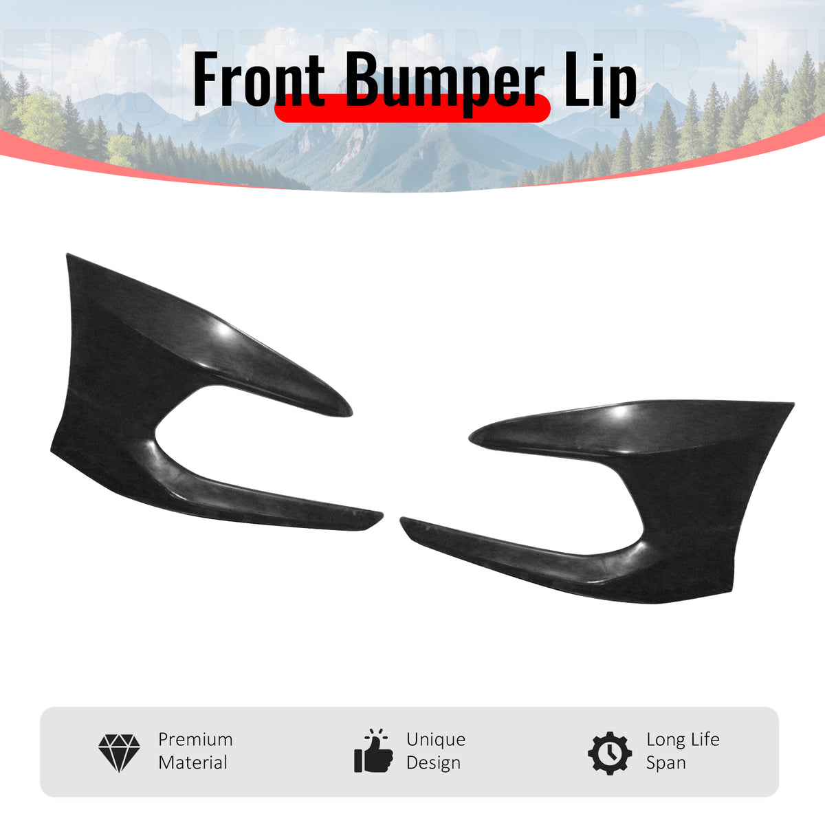 Fits 21-22 Honda Accord Sedan OE Style Front Bumper Lip Spoiler Unpainted PU 2PC