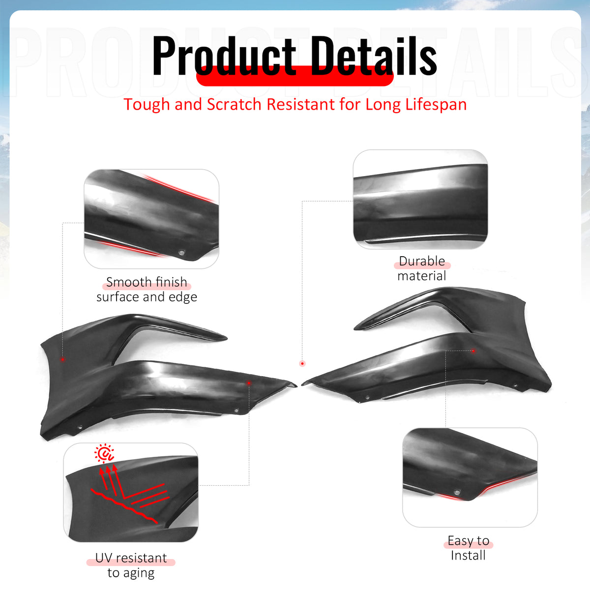 Fits 21-22 Honda Accord Sedan OE Style Front Bumper Lip Spoiler Unpainted PU 2PC