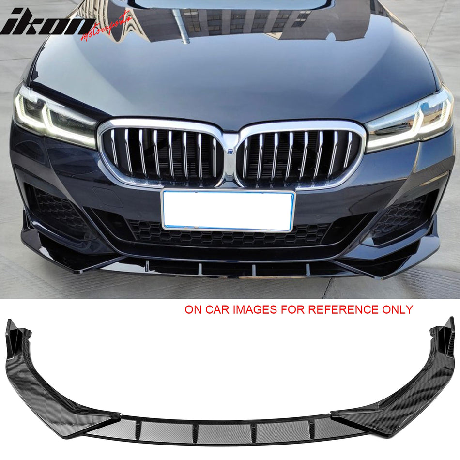 2021-2023 BMW G30 5 Series Sedan IKON Style Carbon Fiber Print Front Bumper Lip Spoiler PP