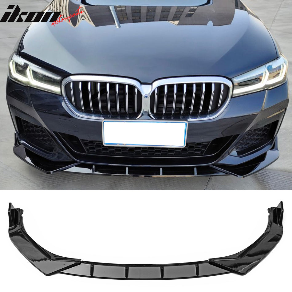 2021-2023 BMW G30 5 Series Sedan IKON Style Gloss Black Front Bumper Lip Spoiler PP