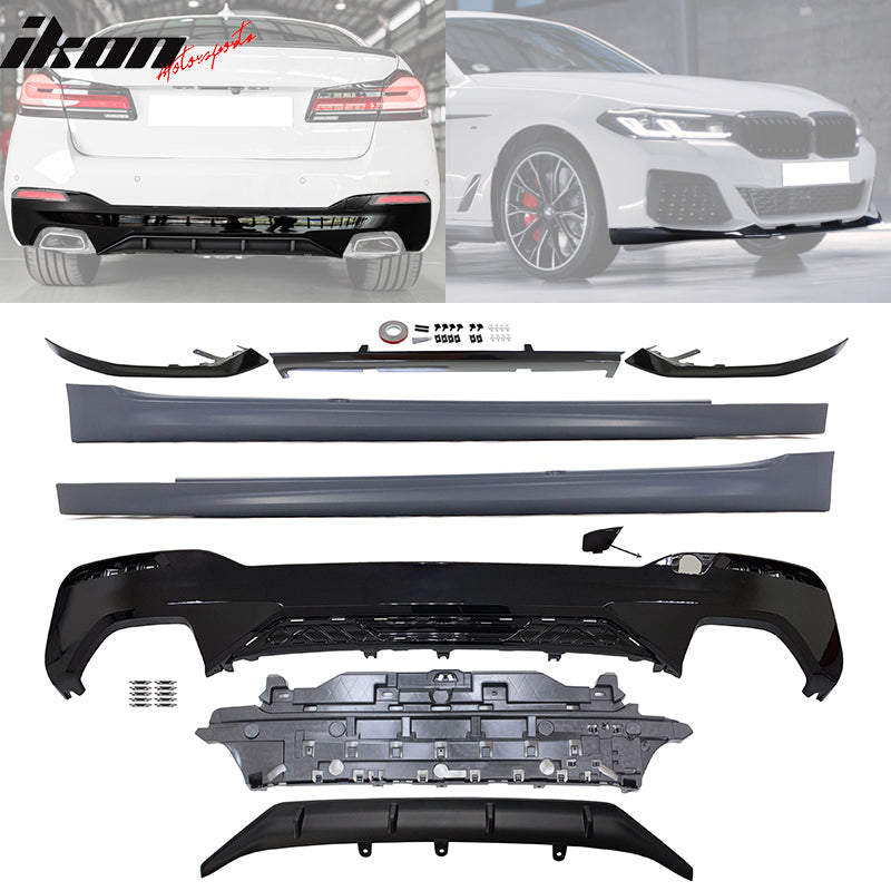 Fits 2021-2023 BMW G30 MP Type 1 Rear Diffuser+Front Bumper Lip+Side Skirt