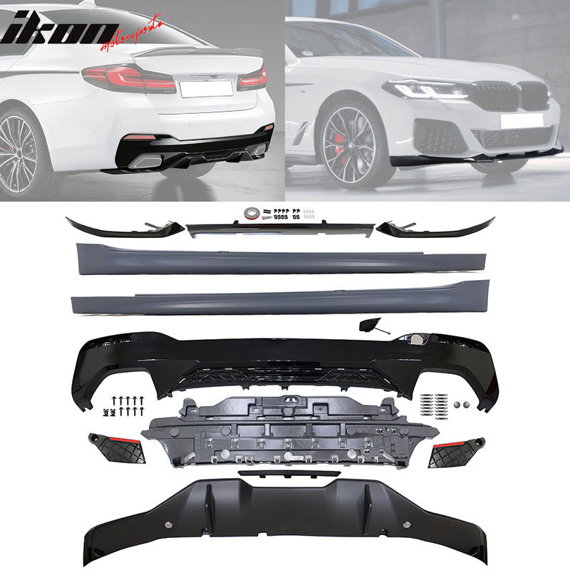 Fits 2021-2023 BMW G30 MP Type 2 Rear Diffuser+Front Bumper Lip+Side Skirt