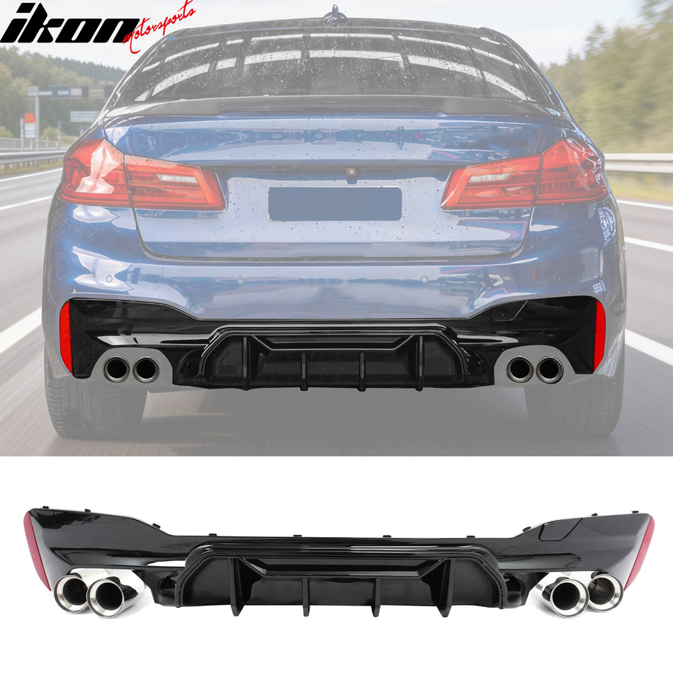 2021-2023 BMW G30 M5 MP Style Gloss Black Diffuser Silver Quad Exhaust