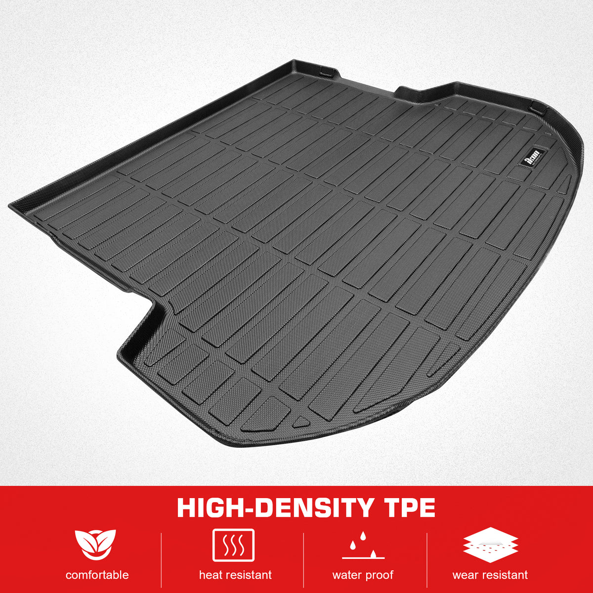 Fits 21-23 Hyundai Santa Fe 3D TPE Trunk Mat Cargo Liner Pad + Gray Cargo Cover