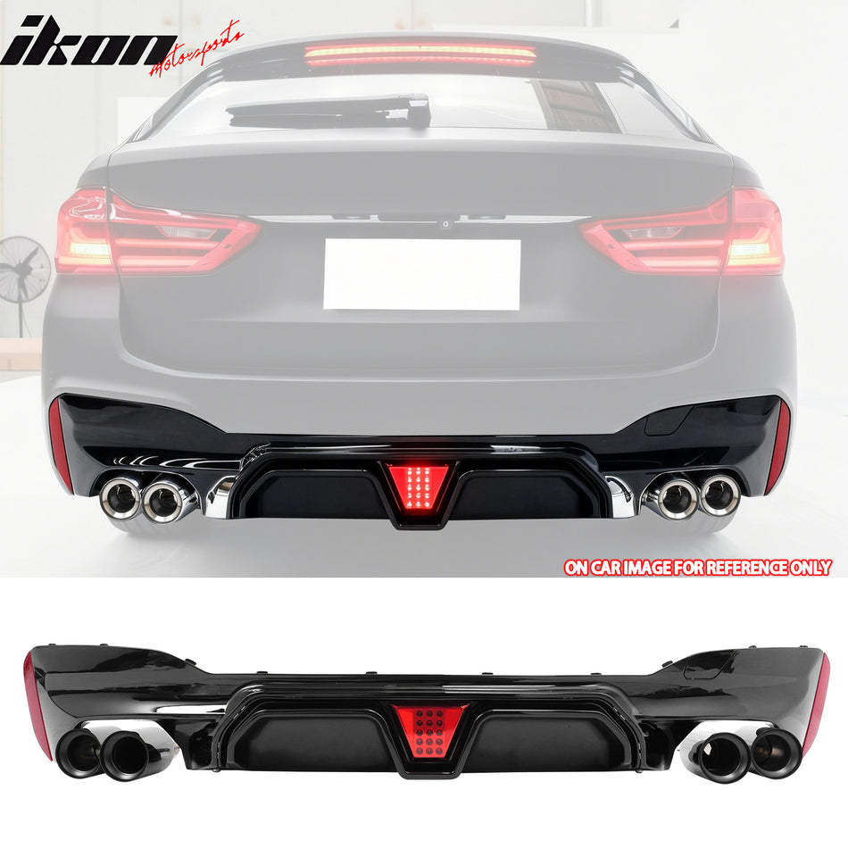 2021-2023 BMW G30 5 Series CS Style Rear Diffuser w/ LED Black Quad Exhaust