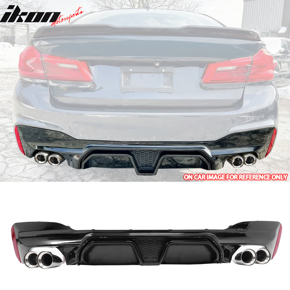 2021-2023 BMW G30 Gloss Black Rear Diffuser M5 CS Style Silver Quad Exhaust