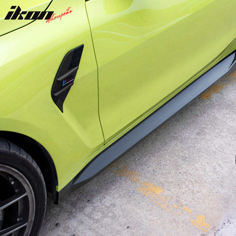 IKON MOTORSPORTS, Dry Carbon Fiber Front Fender Side Vents Compatible with 2021-2023 BMW G82 M4 Coupe & G83 M4 Convertible, 2PCS Front Fender Side Vents Air Wing Cover Trim OE Style