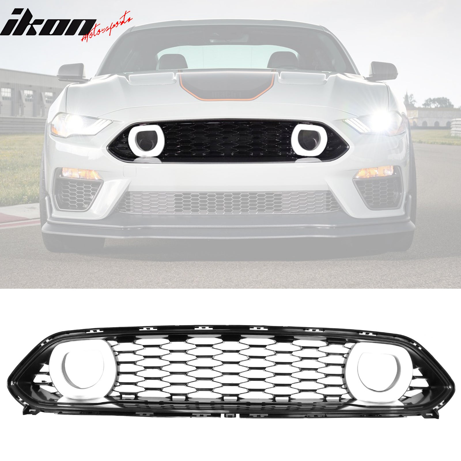 Upper & Lower Honeycomb Grille With LED DRL For 2018-2021 Ford Mustang – Turn Signals