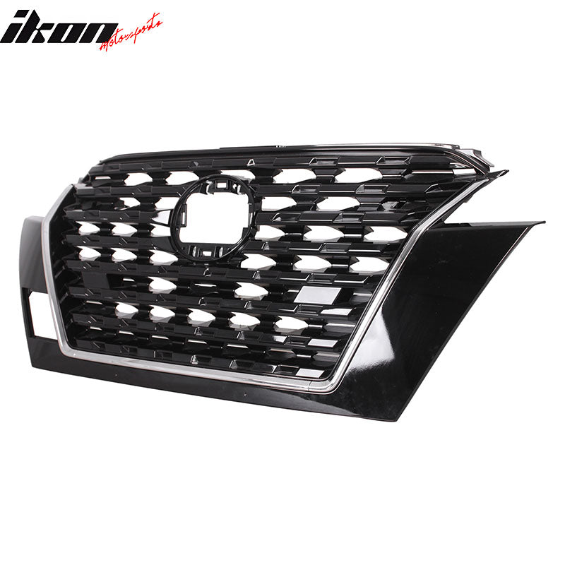 IKON MOTORSPORTS Front Upper Grille, Compatible with 2021-2023 Nissan Kicks S/SV Models, OE Style Black ABS Replacement Front Bumper Hood Grill