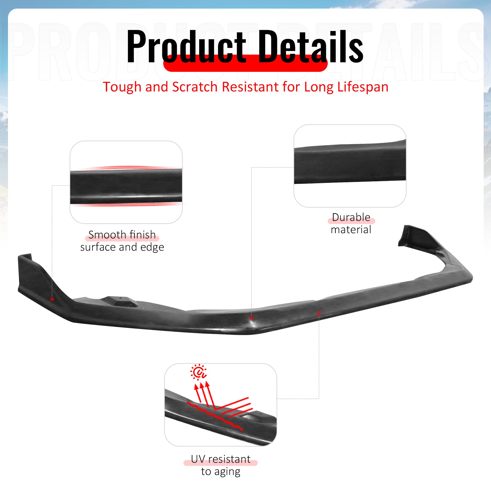Fits 21-23 Subaru Crosstrek IKON CS Style Front Bumper Lip Spoiler Unpainted PU