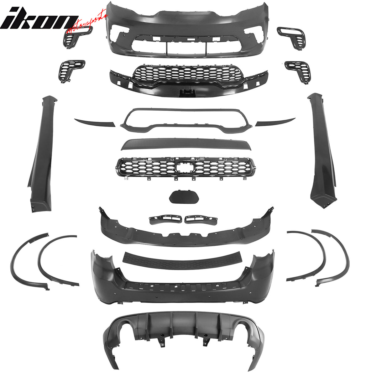 Fits 21-25 Dodge Durango Front Rear Bumper Hellcat Style Conversion V1 Diffuser