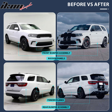 Fits 21-25 Dodge Durango Front Rear Bumper Hellcat Style Conversion V2 Diffuser