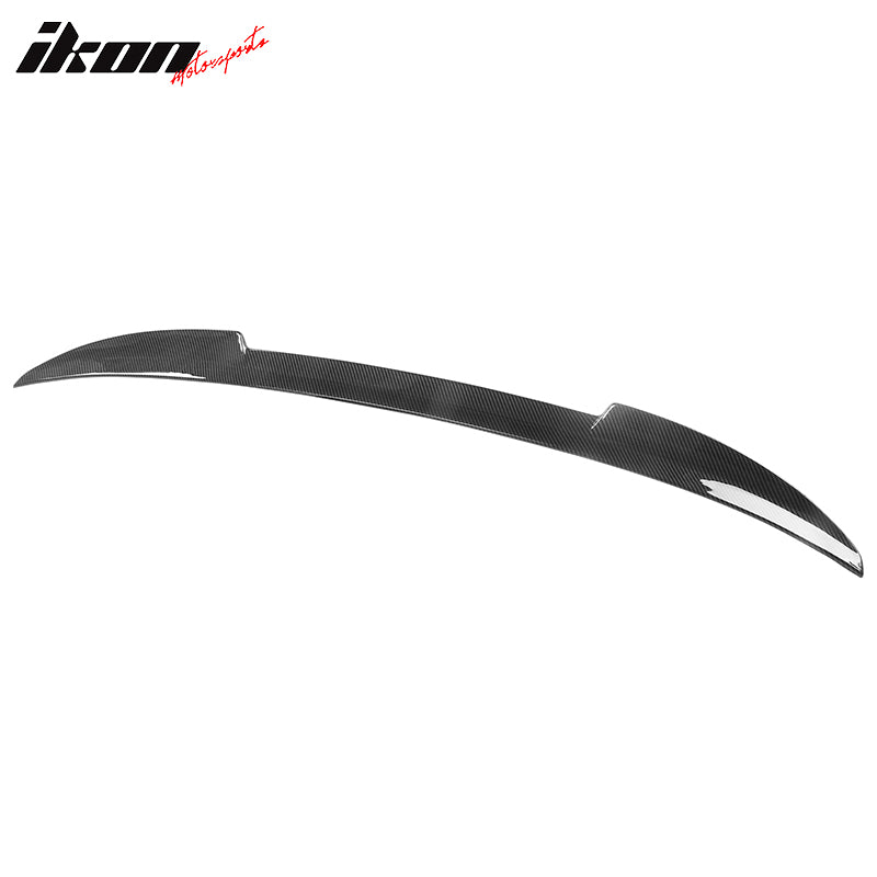 IKON MOTORSPORTS, Trunk Spoiler Compatible With 2021-2025 Ford Mustang Mach-E 4-Door, IKON Style MID Rear Window Lip Spoiler Wing Carbon Fiber Print, 2022