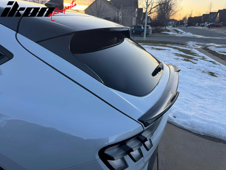 Fits 21-25 Ford Mustang Mach-E 4DR IKON Carbon Fiber Print MID Trunk Spoiler ABS