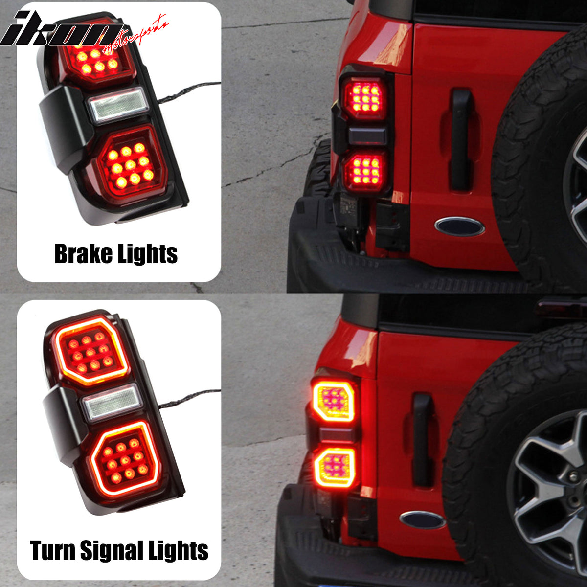 Fits 21-24 Ford Bronco 2/4 Door Red LED Tail Lights Rear Lamps Assembly Pair