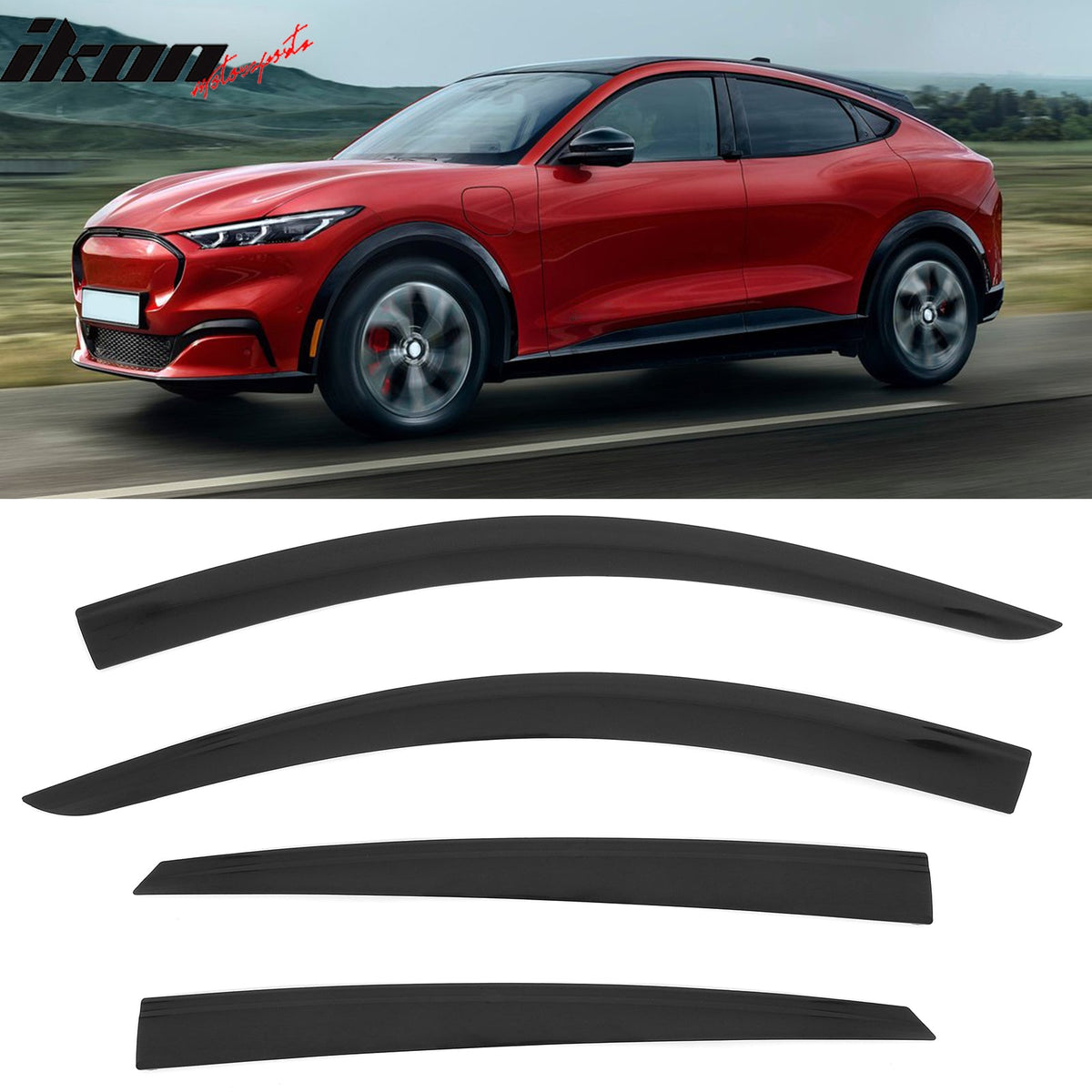 2021 - 2024 Ford Mustang Mach - E Low Profile Style Tape on Window VisorsIkon Motorsports