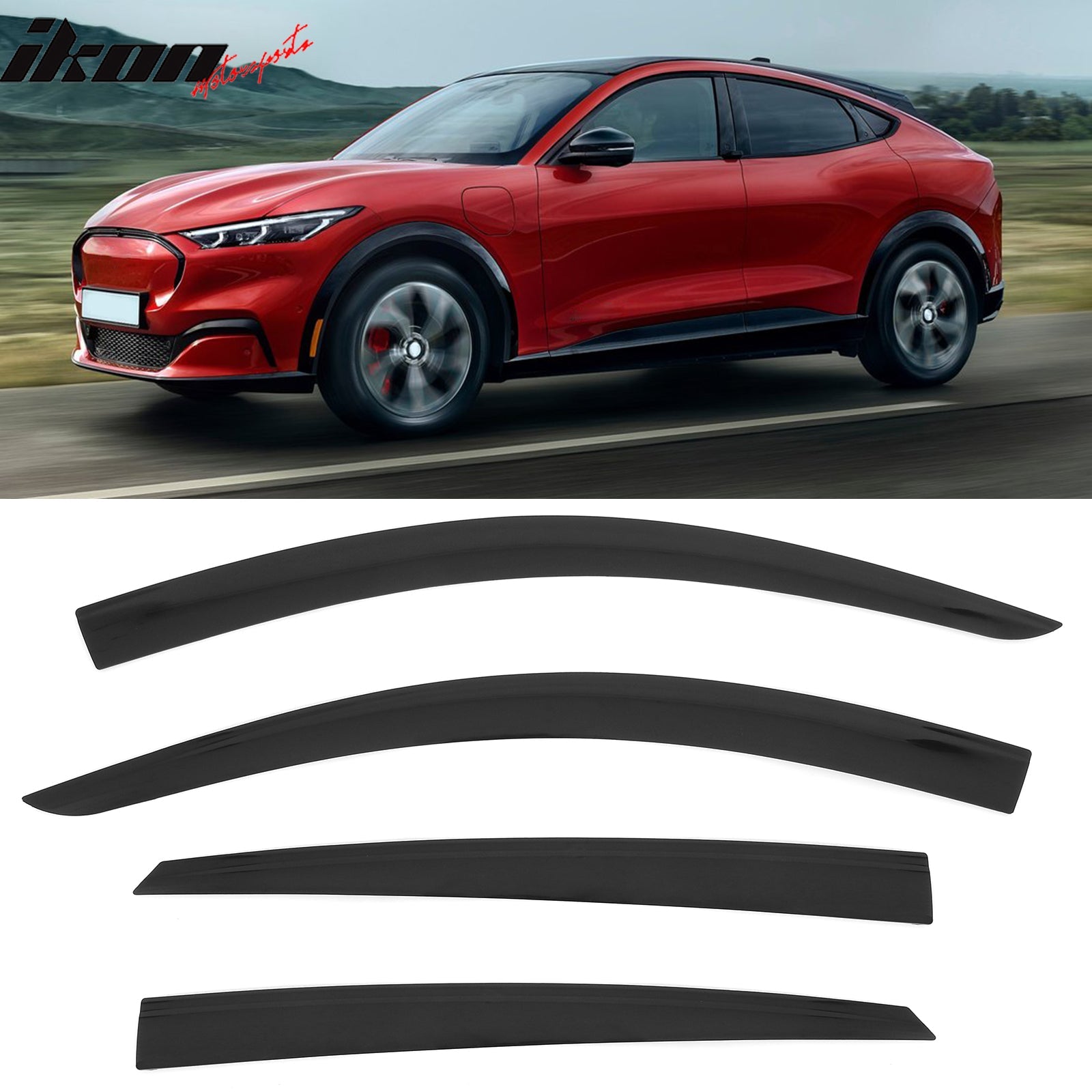 2021 - 2024 Ford Mustang Mach - E Low Profile Style Tape on Window VisorsIkon Motorsports