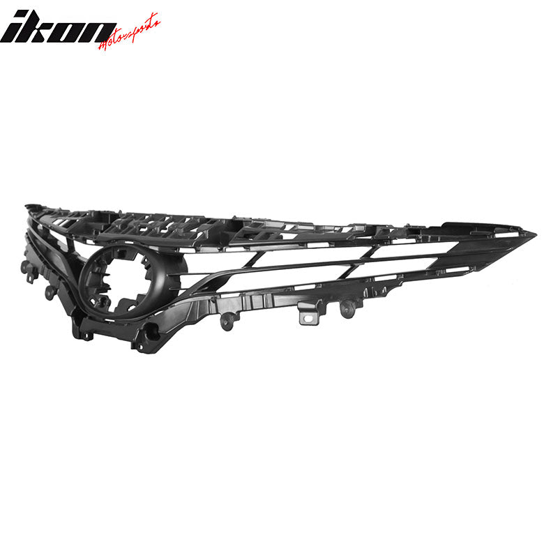 IKON MOTORSPORTS Front Upper Grille, Compatible with 2021-2022 Toyota Camry Hybrid LE/Hybrid XLE 2021-2024 Toyota Camry L/LE/XLE, OE Style Black ABS Replacement Front Bumper Hood Grill