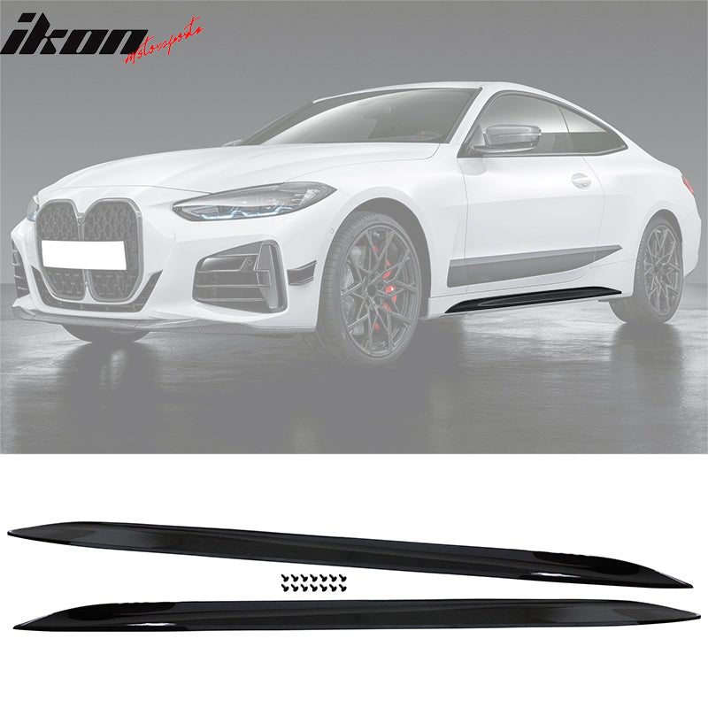 For 21-25 BMW G22 G23 M-Performance Front Rear Bumper Lip Side Skirt Gloss Black