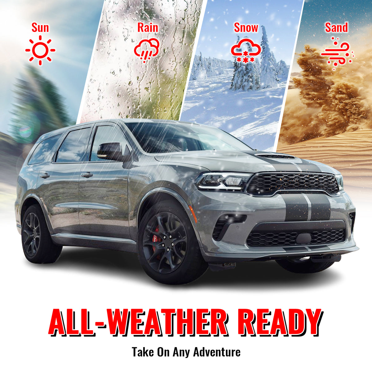 Fits 21-25 Dodge Durango Hellcat Style Front & Rear Bumper Cover W/V1 Diffuser