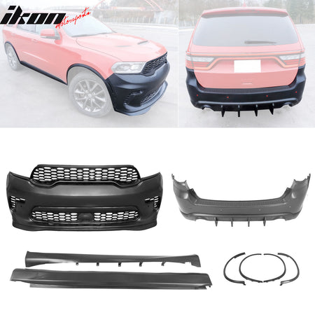 Fits 21-25 Dodge Durango Hellcat Style Front & Rear Bumper Cover W/V1 Diffuser
