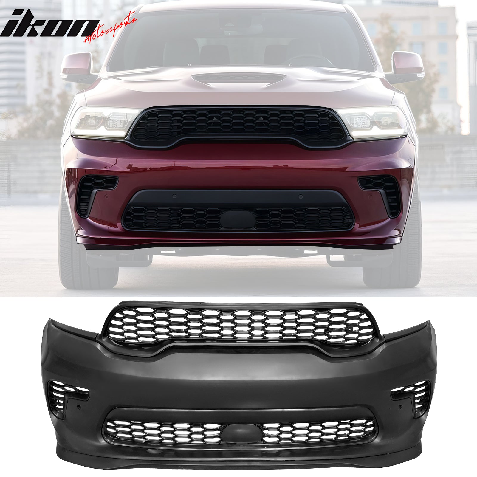 Fits 21-25 Dodge Durango Hellcat Style Front & Rear Bumper Cover W/V1 Diffuser