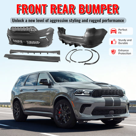 Fits 21-25 Dodge Durango Hellcat Style Front & Rear Bumper Cover W/V2 Diffuser