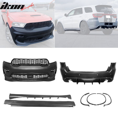 Fits 21-25 Dodge Durango Hellcat Style Front & Rear Bumper Cover W/V2 Diffuser