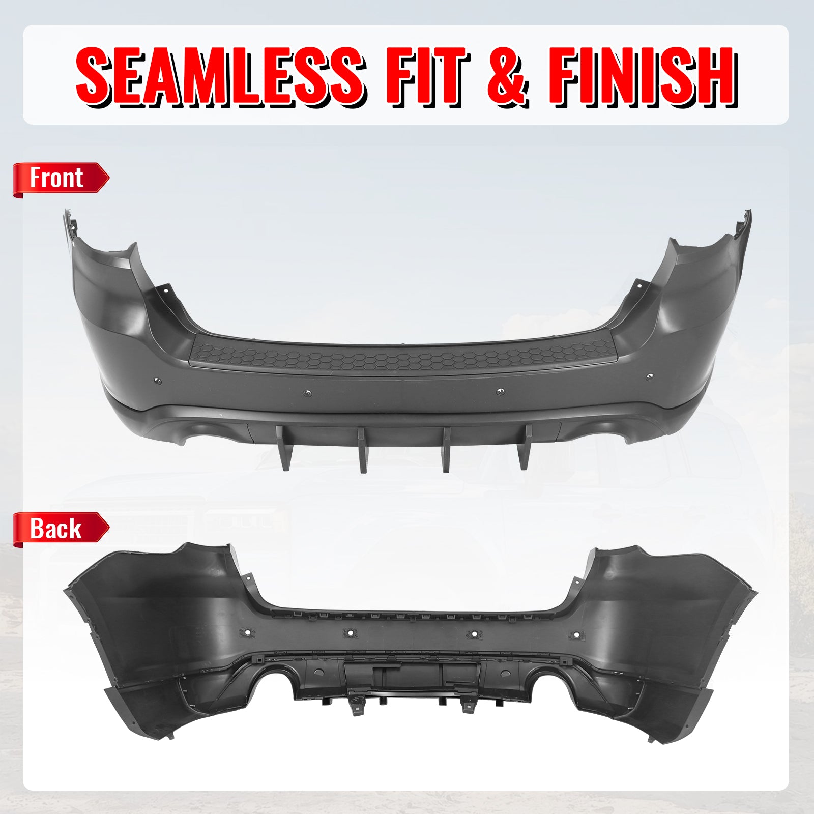 Fits 21-25 Dodge Durango Hellcat Rear Bumper Cover W/V1 Diffuser & Step Plate