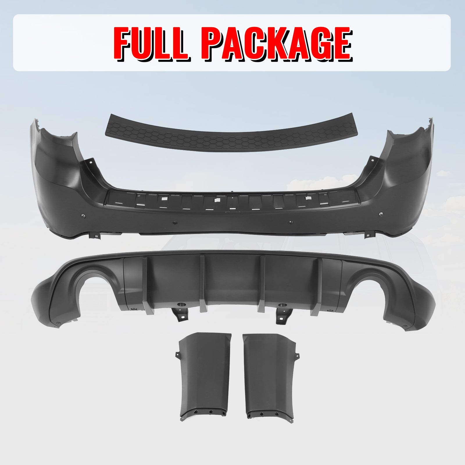 Fits 21-25 Dodge Durango Hellcat Rear Bumper Cover W/V1 Diffuser & Step Plate