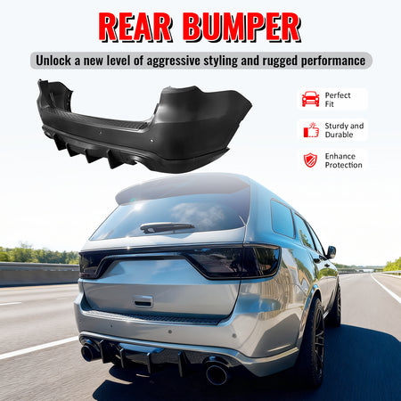 Fits 21-25 Dodge Durango Hellcat Rear Bumper Cover W/V2 Diffuser + Step Plate