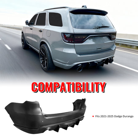 Fits 21-25 Dodge Durango Hellcat Rear Bumper Cover W/V2 Diffuser + Step Plate