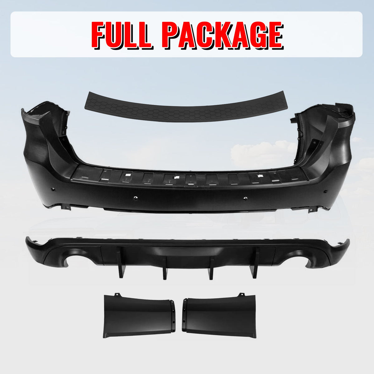 Fits 21-25 Dodge Durango Hellcat Rear Bumper Cover W/V2 Diffuser + Step Plate