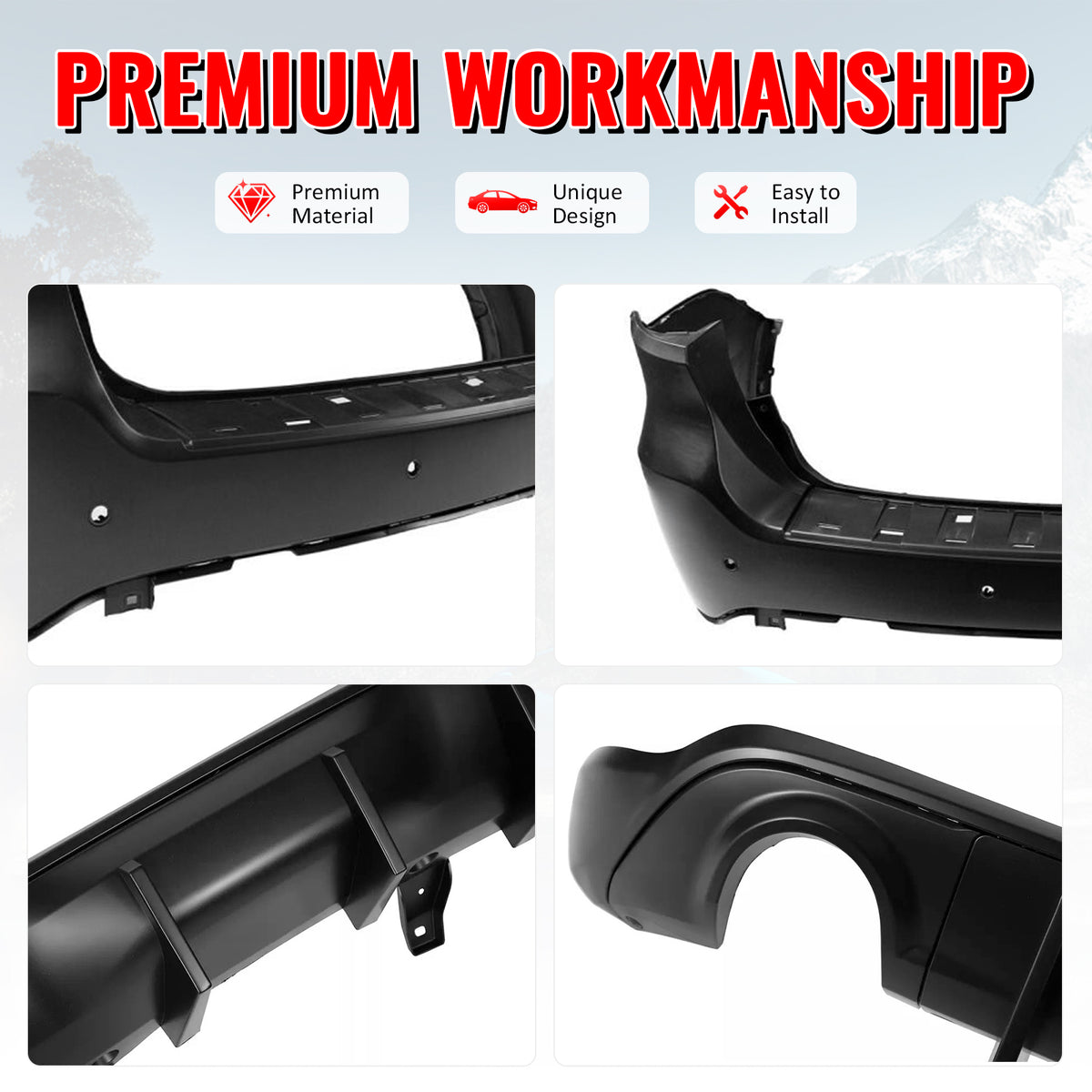 Fits 21-25 Dodge Durango Hellcat Rear Bumper Cover W/V2 Diffuser + Step Plate