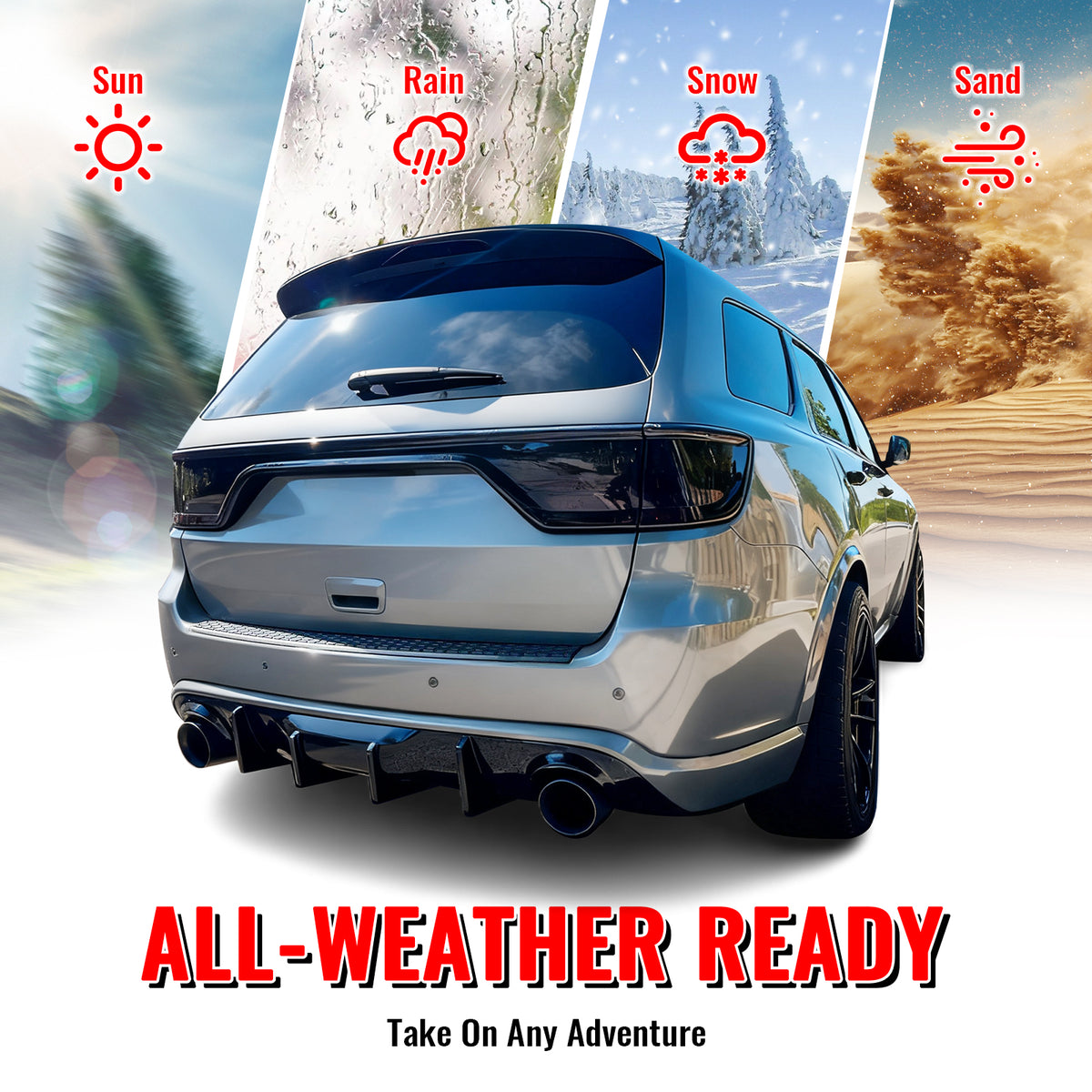 Fits 21-25 Dodge Durango Hellcat Rear Bumper Cover W/V2 Diffuser + Step Plate