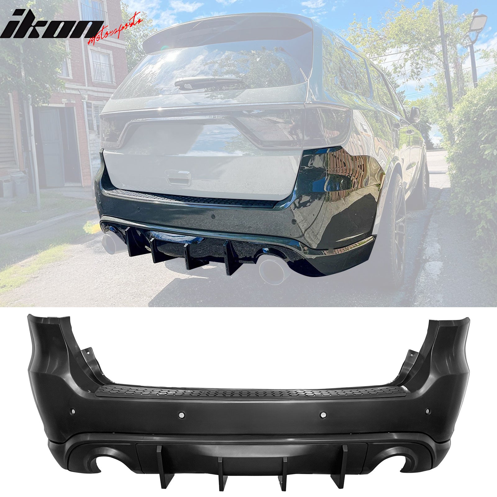 Fits 21-25 Dodge Durango Hellcat Rear Bumper Cover W/V2 Diffuser + Step Plate