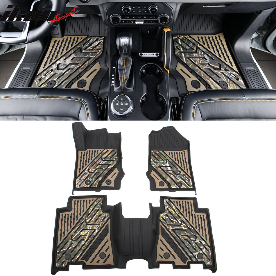 2021-2025 Ford Bronco 4DR Floor Mats TPE Carpets Black w/ Camouflage