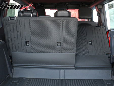 IKON MOTORSPORTS, Rear Seat Protector Backrest Cover Compatible With 2021-2026 Ford Bronco 4 Door, Black TPE Waterproof Seat Back Liners Mat Pad Interior Accessories 4 Pieces