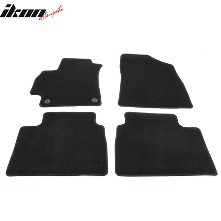 IKON MOTORSPORTS, Nylon Car Floor Mats Compatible with 2021-2025 Hyundai Elantra, OE Fitment Style Black Driver Passenger Car Carpets, Front Rear 4PCS Full Set