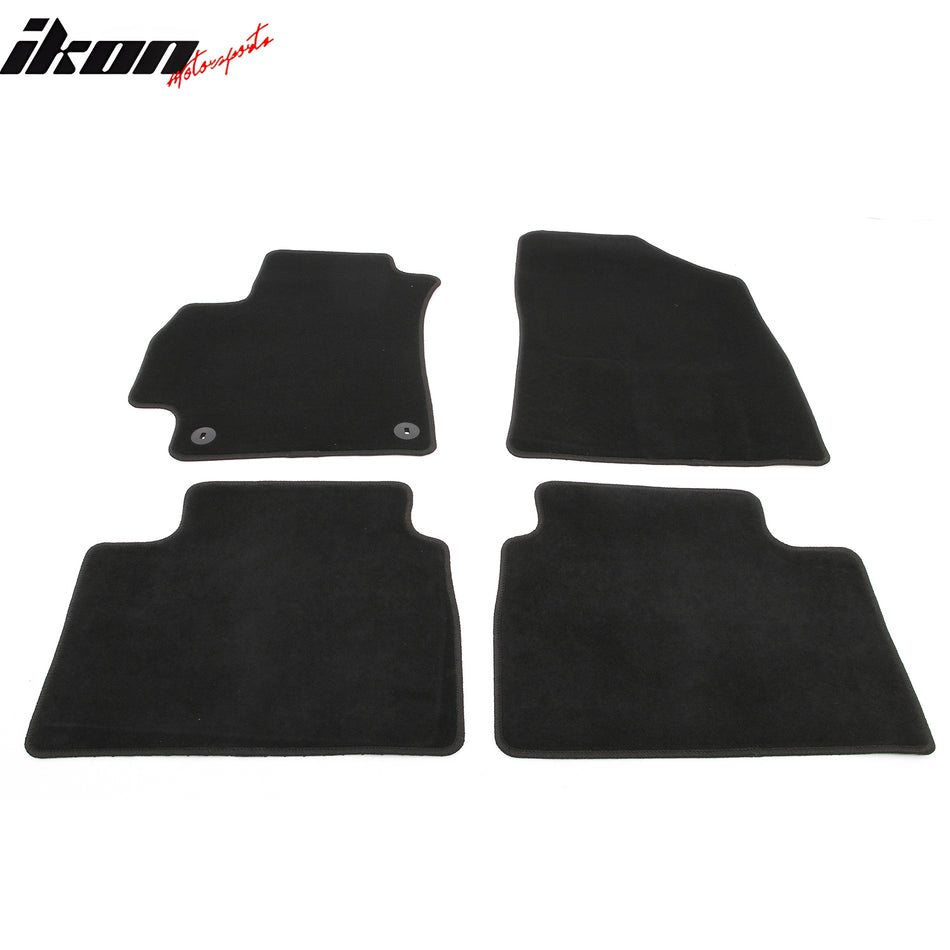 IKON MOTORSPORTS, Nylon Car Floor Mats Compatible with 2021-2025 Hyundai Elantra, OE Fitment Style Black Driver Passenger Car Carpets, Front Rear 4PCS Full Set