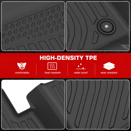 IKON MOTORSPORTS 3D TPE Floor Mats, Compatible with 2021-2025 Infiniti QX50/2023-2025 QX55, All Weather Waterproof Non-Slip Floor Liners, Front & 2nd Row Full Set Interior Accessories, Black