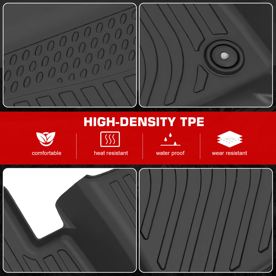 IKON MOTORSPORTS 3D TPE Floor Mats, Compatible with 2021-2025 Infiniti QX50/2023-2025 QX55, All Weather Waterproof Non-Slip Floor Liners, Front & 2nd Row Full Set Interior Accessories, Black